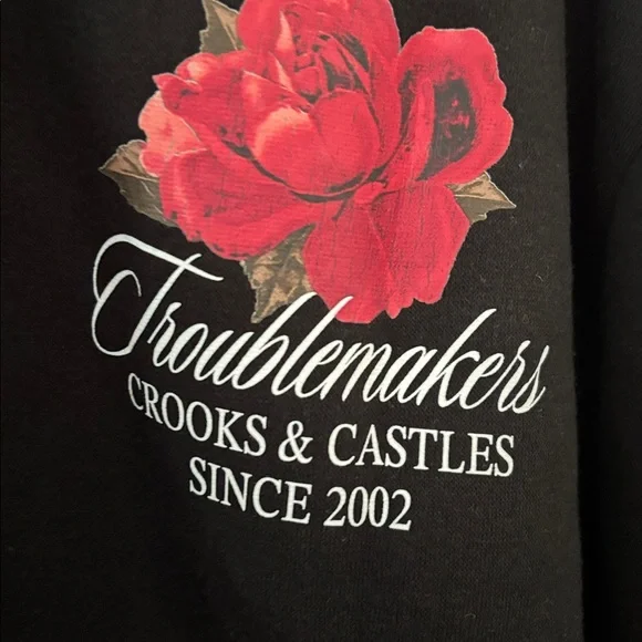 Crooks & Castles Black Hoodie with Red Floral Accent - Picture 2 of 7